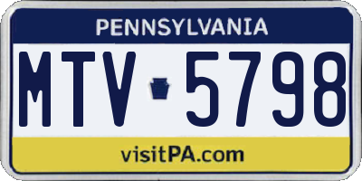 PA license plate MTV5798