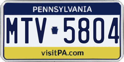 PA license plate MTV5804