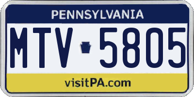 PA license plate MTV5805