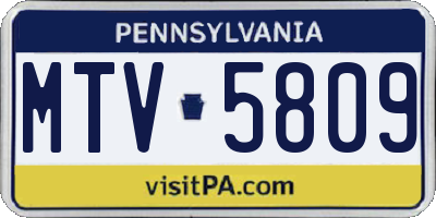PA license plate MTV5809