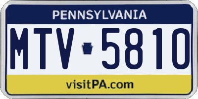 PA license plate MTV5810