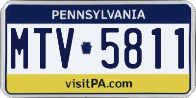 PA license plate MTV5811