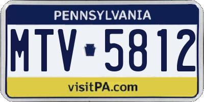 PA license plate MTV5812