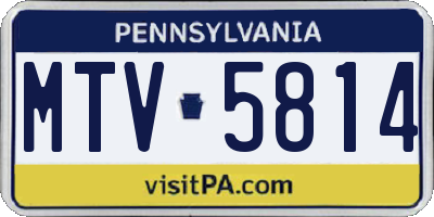 PA license plate MTV5814