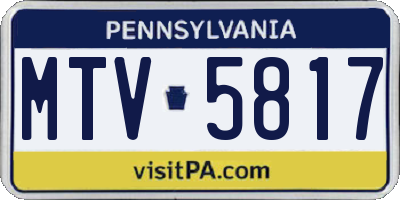 PA license plate MTV5817