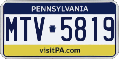PA license plate MTV5819