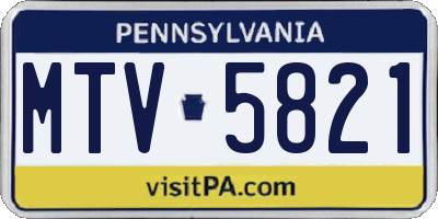 PA license plate MTV5821