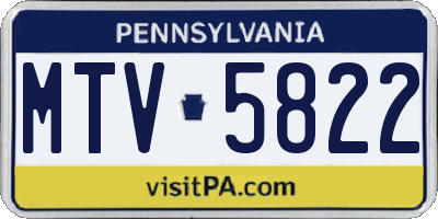 PA license plate MTV5822