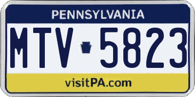PA license plate MTV5823