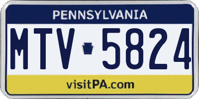 PA license plate MTV5824