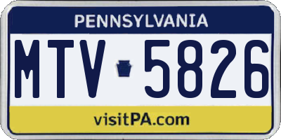 PA license plate MTV5826