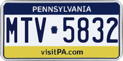 PA license plate MTV5832