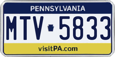 PA license plate MTV5833