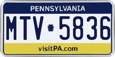 PA license plate MTV5836