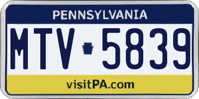 PA license plate MTV5839