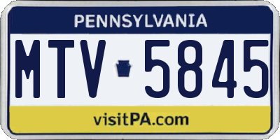 PA license plate MTV5845