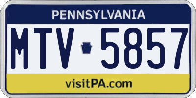 PA license plate MTV5857