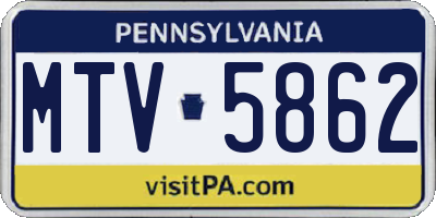 PA license plate MTV5862