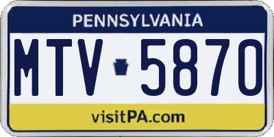 PA license plate MTV5870