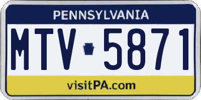 PA license plate MTV5871