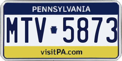 PA license plate MTV5873