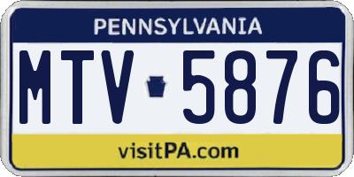 PA license plate MTV5876