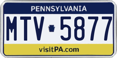 PA license plate MTV5877