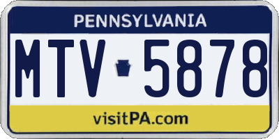 PA license plate MTV5878