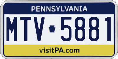 PA license plate MTV5881