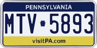 PA license plate MTV5893