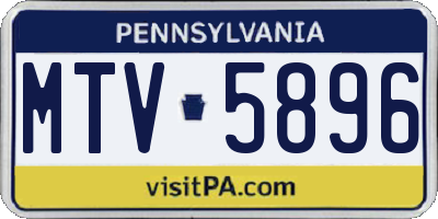 PA license plate MTV5896