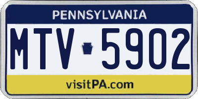 PA license plate MTV5902