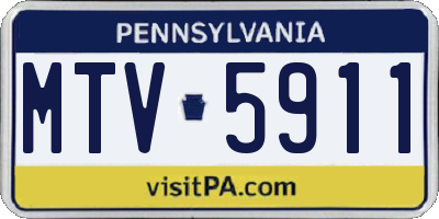PA license plate MTV5911