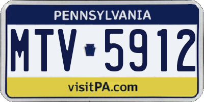 PA license plate MTV5912