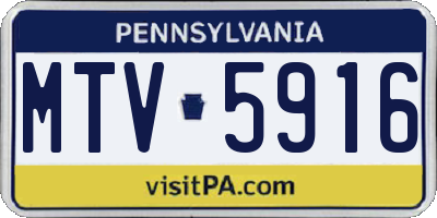 PA license plate MTV5916
