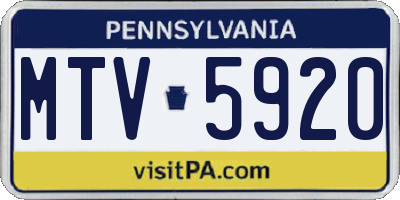 PA license plate MTV5920