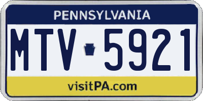 PA license plate MTV5921
