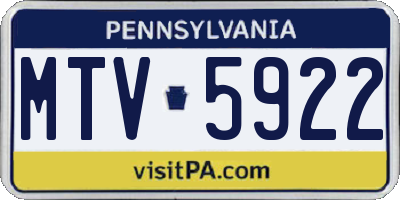 PA license plate MTV5922