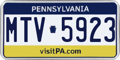 PA license plate MTV5923