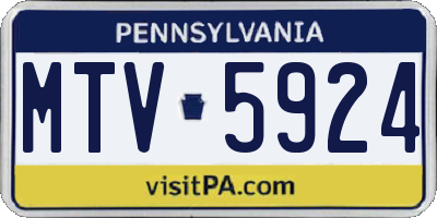 PA license plate MTV5924