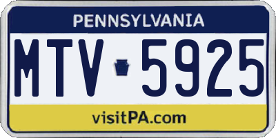 PA license plate MTV5925