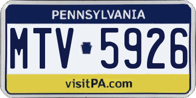 PA license plate MTV5926