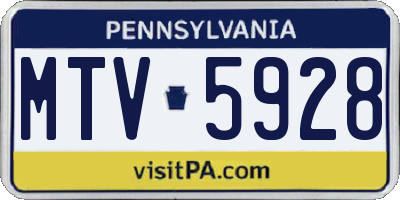 PA license plate MTV5928