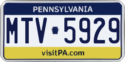 PA license plate MTV5929