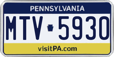 PA license plate MTV5930