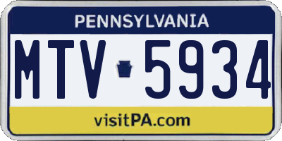 PA license plate MTV5934