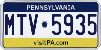 PA license plate MTV5935