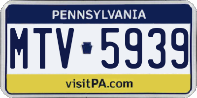 PA license plate MTV5939