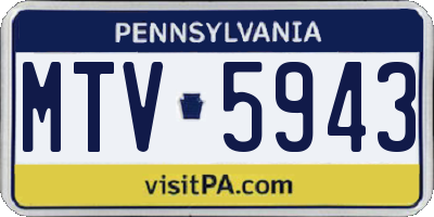 PA license plate MTV5943