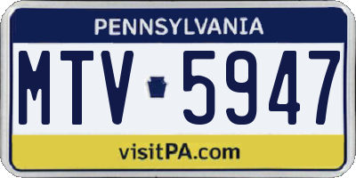 PA license plate MTV5947